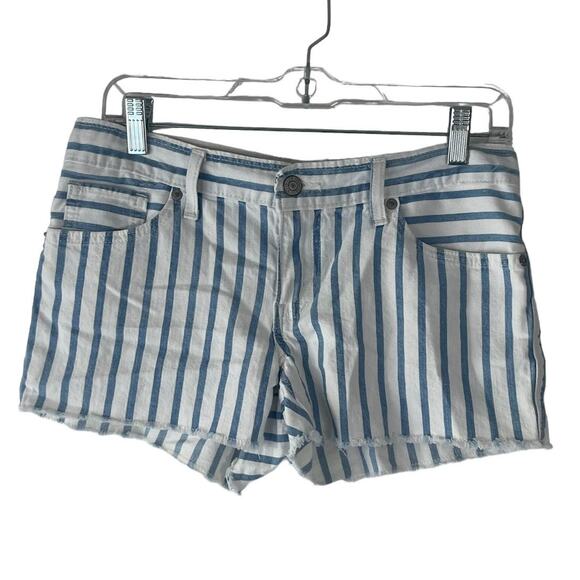 Levi's Juniors Size 5 Blue White Striped Cut Off‎ Cotton Shorts - Picture 1 of 9